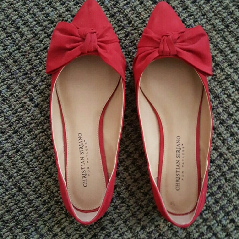 Red pointy flats